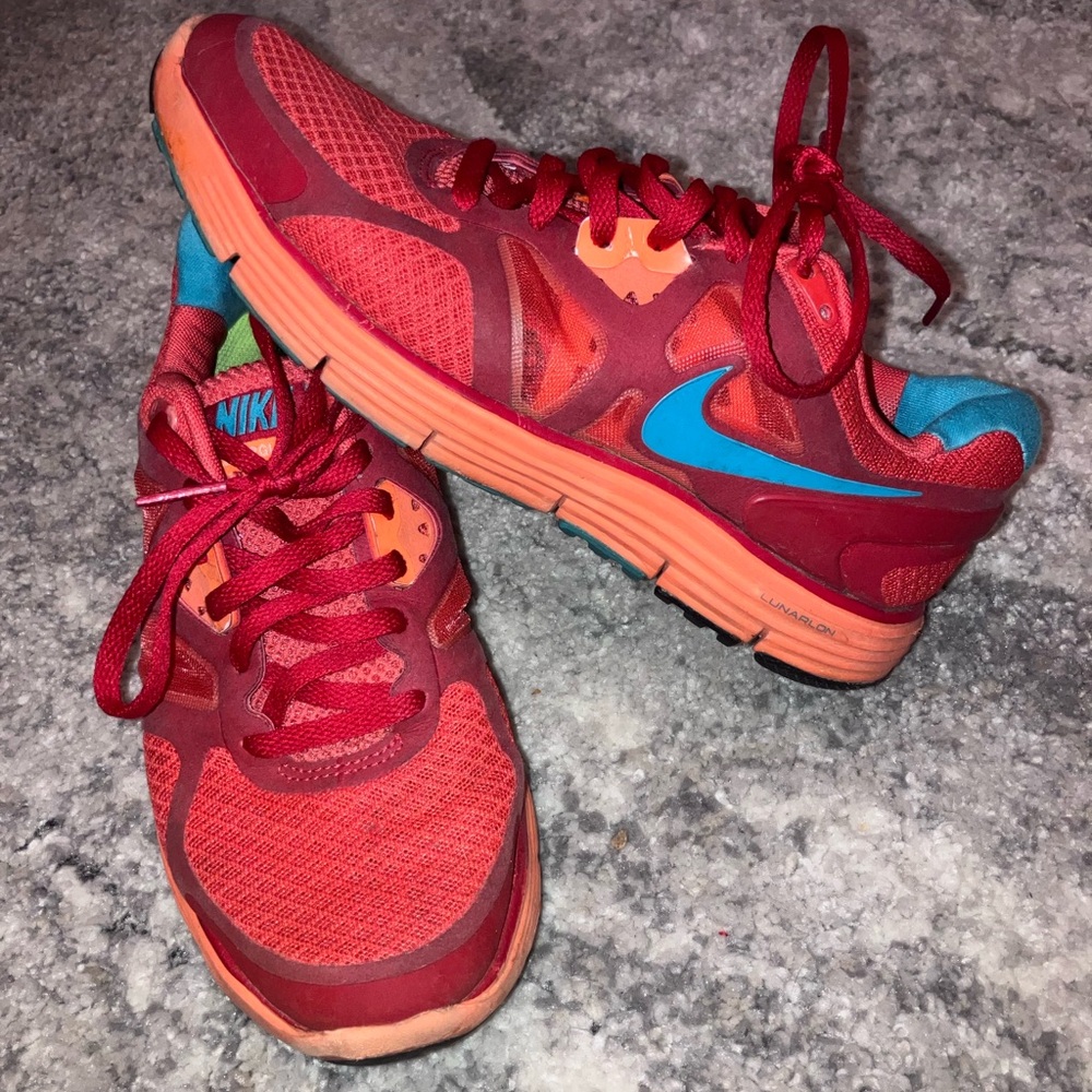 Nike Lunarlon Red and Orange Women's Running Shoes